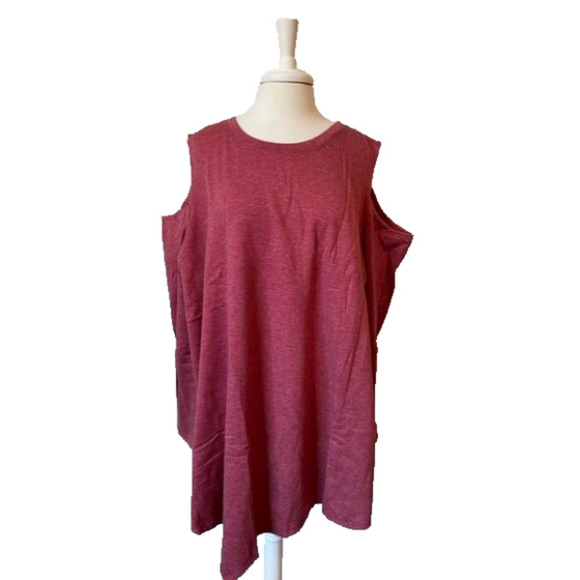 Ahh Dreams NWOT Lounge Cold Shoulder Long Sleeve Asymmetric Tunic Sweatshirt 3X - Picture 3 of 7